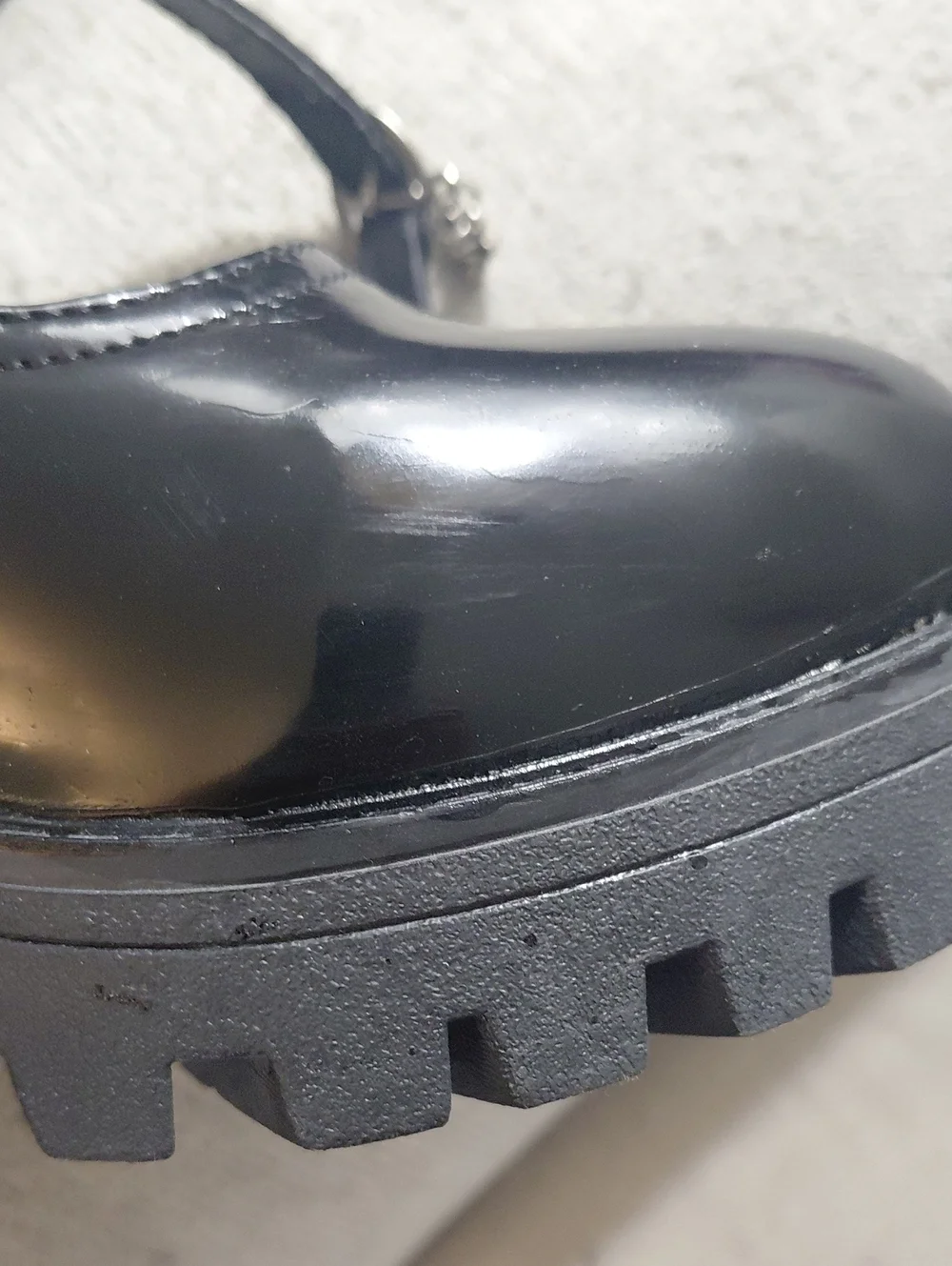 Black Patent Chunky Heel Lug Sole Mary Jane Shoes Size 10